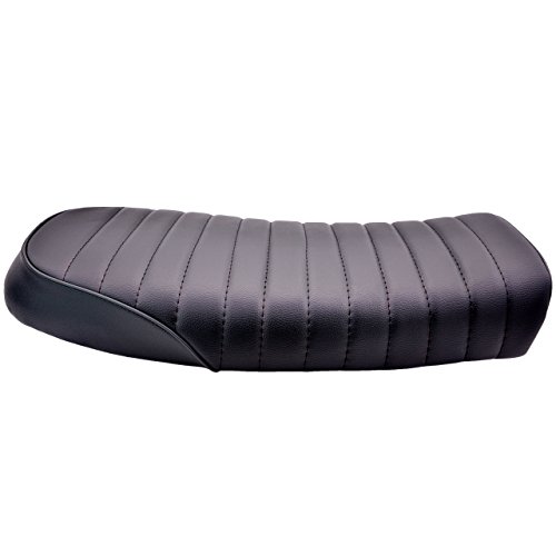 KaTur Universal Black Motorcycle Cafe Racer Seat Flat Vintage Seat Cushion Saddle for Honda CB125S CB550 CL350 450 CB CL Retro Cafe Racer - Thumbnail 2