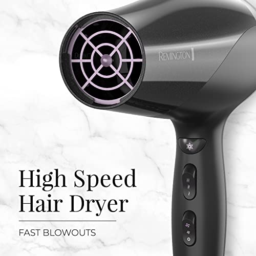 Remington Damage Protection Hair Dryer with Ceramic Ionic Tourmaline  Technology, Black, Diffuser and Concentra