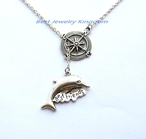 Compass Necklace,Graduation gift, Enjoy the Journey,Silver Dolphin necklace, dolphin jewelry, ocen jewelry, animal necklace, animal jewelry,sea life jewelry, ocean inspired jewelry