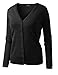 Cielo Women's V-Neck Button Down Long Sleeve Classic Knit Cardigan Charcoal Medium