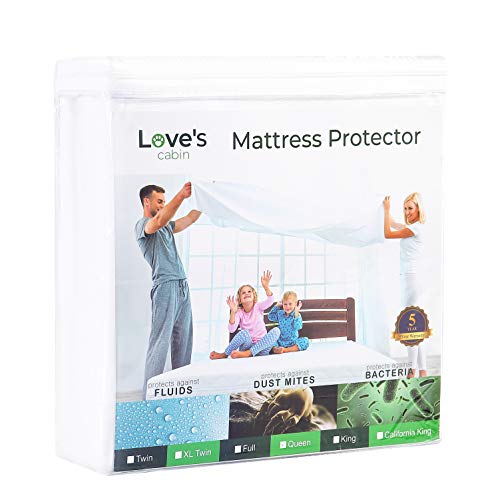 Love's cabin 6 Sided Premium Zippered Mattress Encasement - Bed Bug Proof Mattress Cover, Dust Mite Proof and Waterproof Mattress Protector - Breathable and Noiseless (Fits 9''-12'' H) - Twin Size