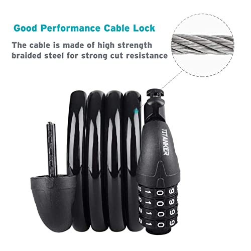 Titanker Bike Lock, Lock for Bike Locks with Combinations Resettable