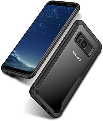Samsung Galaxy S8 Plus Case, Premium Hybrid Protective Transparent Back Cover and Soft Silicone Bumper Case, Anti-Drop and Shockproof Case for Samsung Galaxy S8 Plus- Black