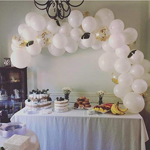 Big White and Gold Balloon Garland Arch Kit - Perfect Ballons for Baby or Wedding Shower Party Decorations - Giant White and Gold Baloon Arch Kits Wall