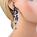 EVER FAITH Women's Austrian Crystal Gorgeous Bride Tear Drops Wedding Dangle Earrings Navy Blue Silver-Tone