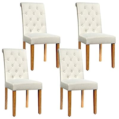Safstar Accent Dining Chairs, Tufted Parsons Chairs with Solid Rubber Wood Legs & Adjustable Feet, High Back Upholstered… 41RqO3FNdqL