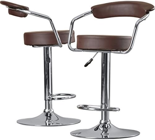 Wade Logan Adjustable Height Retro Style Faux leather Swivel Bar Stool - Set of 2 (Brown)