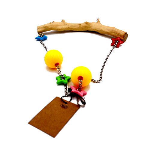 Borange Bird Swing Perch Wooden Budgies Stand Toys Pet Bird Cage Hanging Toy for Small Animals Parakeets Cockatiels, Conures, Macaws, Parrots, Love Birds, Finches (S: 20cm/8" perches length) - Thumbnail 4