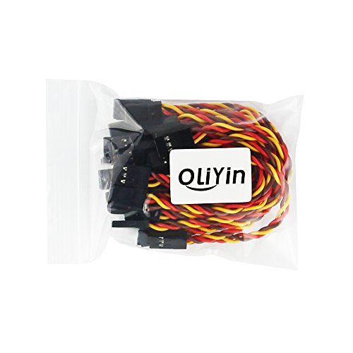 OliYin 20pcs Male to Male Plug Twisted Wiring 100mm 10cm 3.93inch 26AWG 30 Cores RC Servo Extension Lead Cable for Futaba JR