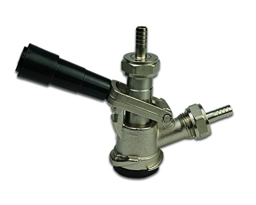 Coldbreak Keg Coupler, Sankey 'D' Style (Fits USA Kegs), Stainless Steel Probe, Commercial Grade, 5/16" Tailpieces, Black Handle