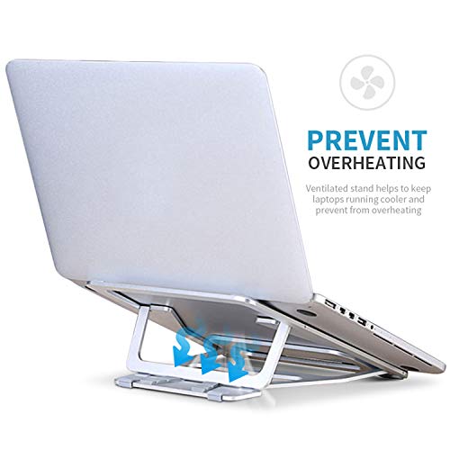 Adjustable Laptop Stand,Portable Notebook Riser,Five-Gears Adjustable Desktop Holder,for All 11-15.6 Inch MacBook,HP,Dell,IBM,iPad Tablet Heat Dissipation Using (Silver).