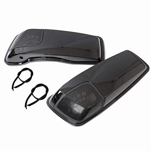 AUFER 5x7'' Gloss Black Saddlebags Speakers Lids w/Grill for Touring FLT FLHT FLHTCU FLHRC Road King Road Glide Street Glide Electra Glide Ultra-Classic 2014-2019