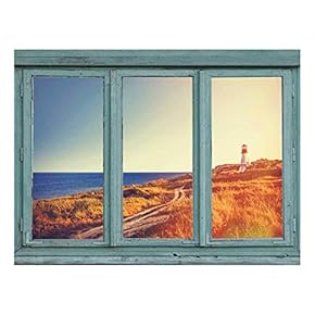 Wall26 - Lighthouse overlooks The Ocean Down a Windy Path on a Seaside Knoll - Wall Mural, Removable Sticker, Home Decor - 24x32 inches