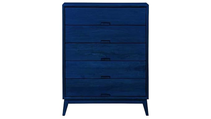 Aprodz Mango Wood Storage Cabinet Cruz Chest of 5 Drawers Furniture for Living Room | Downriver