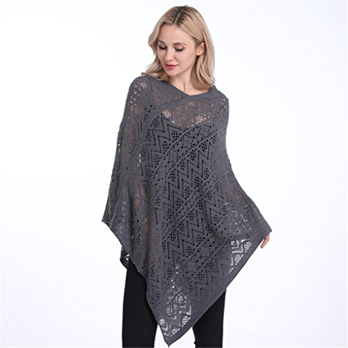Leoparts Women Soft Knitted Pullover V Neck Batwing Poncho Cape Spring Sweater Cloak Shawl