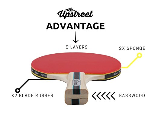 Upstreet The Box Set: 4 Ping Pong Paddles with 3 Star Ping Pong Balls for Table Tennis