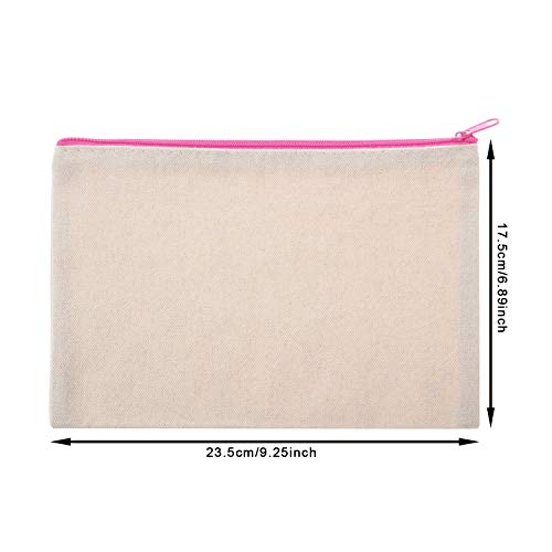 18 Pieces Canvas Makeup Bag Multipurpose Cosmetic Bag Travel Toiletry Pouch Pen Coin Bag Blank DIY Bag with Zipper for Women Girls (L) 2 18 Pieces Canvas Makeup Bag Multipurpose Cosmetic Bag Travel Toiletry Pouch Pen Coin Bag Blank DIY Bag with Zipper for Women Girls (L)
