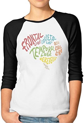 JTCY Parts Of The Human Brain Women's 3/4 Sleeve Jersey Shirt Baseball Tee Raglan T-Shirts XXL Black