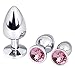 Yarachel 3PCS Stainless Steel Jeweled Sexy Stimulation Toys for Adult (Pink)