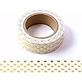 CIAJIE Heart Foil Washi Tape,5/8" x 393 inches(15mm*10M) Heart Washi Tape, Masking Tape Craft Supplies Tape for Scrapbooking 
