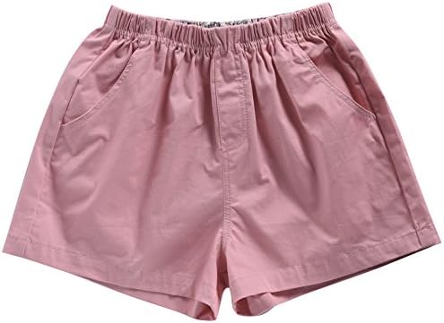 ARRIBADA Girls' Summer Cotton Pull-On Colored Flowers Lining Waistband Board Short