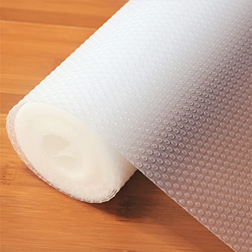 Hersvin 44.5cmx500cm Tapis Fond de Tiroir Antiderapant Non-adhésif DIY Tapis de Refrigerateur Placard Etagere Frigo EVA Plastique Protection pour Meuble Camping, Sous Evier Cuisine (Transparent Point)
