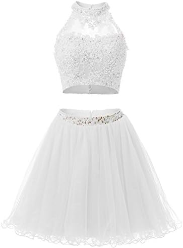 Short Applique Prom Gowns Beaded Two Pieces Homecoming Dresses El0044