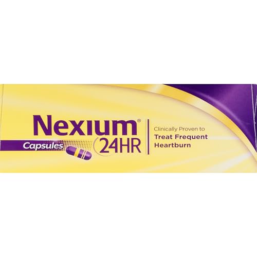 NEXIUM 24HR ACID REDUCER HEARTBURN RELIEF CAPSULES FOR ALL-DAY AND ALL-NIGHT PROTECTION FROM FREQUENT HEARTBURN, HEARTBURN MEDICINE WITH ESOMEPRAZOLE MAGNESIUM – 42 COUNT