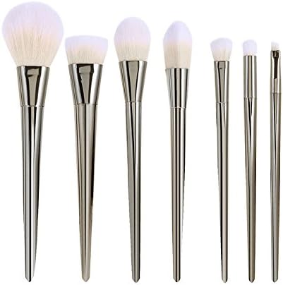 C360 7 Pcs Makeup Brush Set Professional Eyeliner Foundation Blush Lip Cosmetics Blending Brush Tool (Silver)