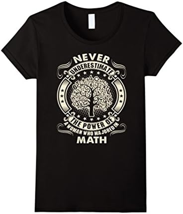 Women's Never Underestimate Power Of Woman Majored In Math Tshirt Medium Black