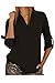 YUTRENDS Women's Cuffed Sleeve Plus Size V-Neck Solid Blouse Shirts Tops