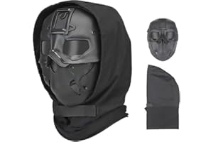 Qavctw airsoft face mask paintball masks for men,full head mask airsoft gear Cyberpunk mask with Balaclava Headgear Hoods
