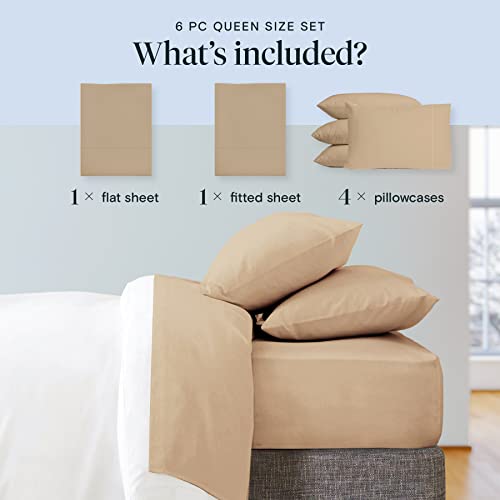 6 PC Sheet Set Sheets Deep Pockets 18" Eco Friendly Wrinkle