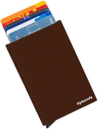 Credit Card Holder RFID Blocking, Metal Wallet Automatic Pop-Up Sliding Aluminum Cascade Wallet with Money Clip Minimalist Design (Brown)