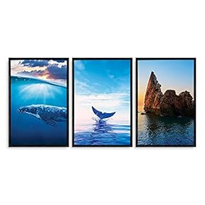 3 Piece Framed Canvas Home Artwork Decoration Go Sailing Canvas Wall Art for Living Room, Bedroom - 16"x24"x3 Panels