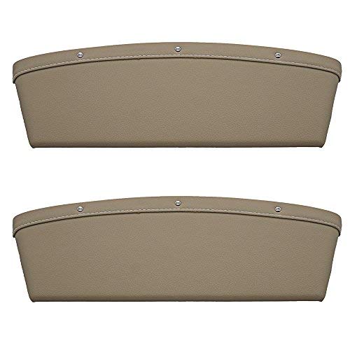 LOCEN Premium PU Leather Car Seat Gap Filler Catch Side Pocket Organizer set of 2 Beige