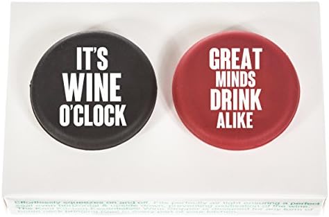 Kool Kitchen Essentials Reusable Vacuum Wine Stoppers, Funny Quote Silicone Bottle Caps in 2 Pack Gift Box