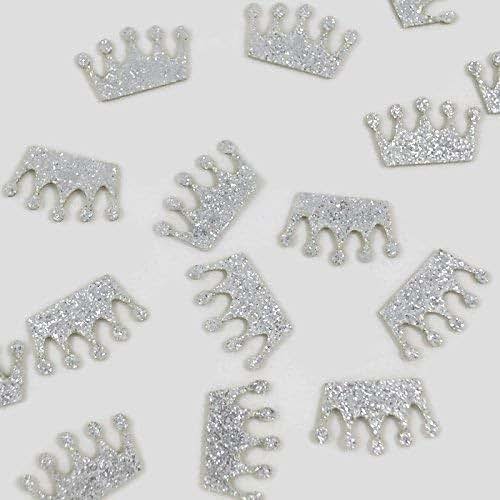 Silver Glitter Paper Crown Confetti 100 Pieces Handmade