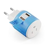 European Travel Plug Adapter with Dual USB + Surge Protection - for Most of Europe - Type C (U2U-9C), Will Work with Cell Phones, Camera, Laptop, Tablets, iPad, iPhone and More