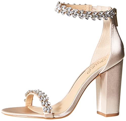 Jewel Badgley Mischka Damen Mayra Sandalen mit Absatz, Champagner-Satin, 37.5 EU