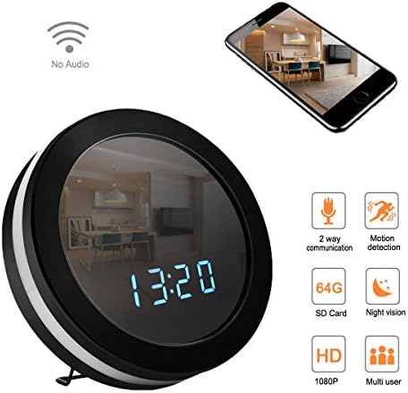Seahon WiFi Hidden Spy Alarm Clock Camera Home Security Monitoring Nanny Cam with 140°Angle/8 Hours Recording/128G External Capacity/Motion Detection/Night Vision/Remote View/1080P(Video Only)