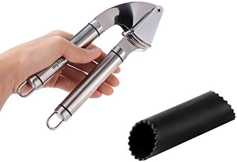 MyHappyChef Stainless Steel Garlic Press with Silicone Large Basket