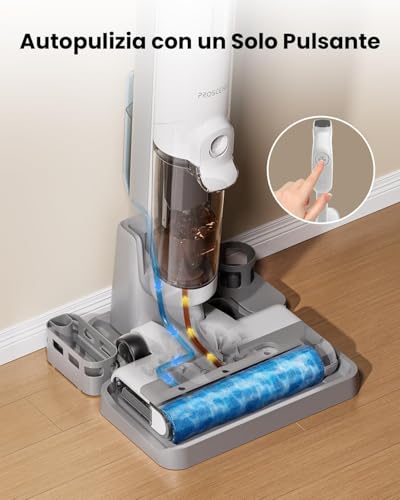 Proscenic F10 Ultra Cordless Vacuum Cleaner 3-in-1 Floor Cleaner for 60 Minute Solids and Liquids, Lightweight Vacuum Cleaner for Solids and Liquids 1.3L, Self Cleaning, Corner and Edge Cleaning