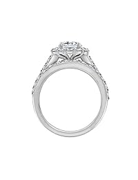 Platinum-Plated Sterling Silver Swarovski Zirconia Flower Halo Ring