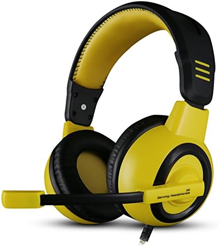 OVANN KX Gaming Headset Over Ear Headphones with Volume Control for PC (X6, Black Yellow)
