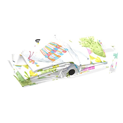 Naanle Alpaca Llama Cactus Flag Mountain Leaves Auto Open Close Foldable Umbrella