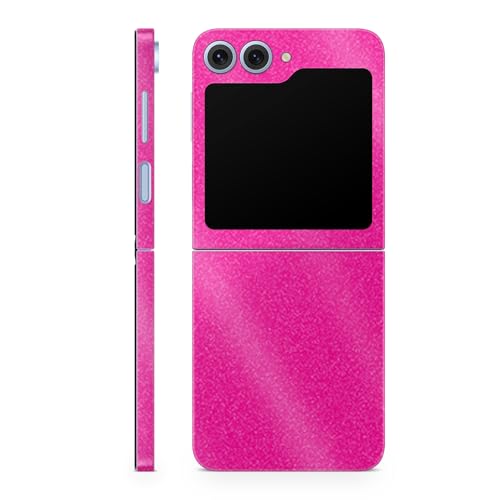 Glossy Glitter Phone Skin Compatible with Samsung Galaxy Z Flip 6 - Solid Hot P…