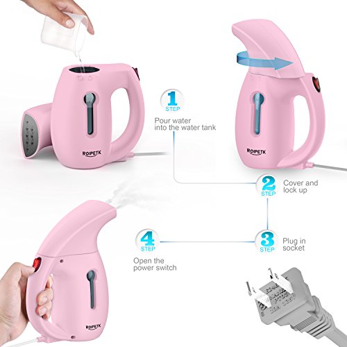 Steamer For Clothes,Handheld Clothes Steamers,180ml Powerful Wrinkle Remover Garment Fabric Steamer.Portable,Compact-Travel/Home.Automatic Shut-Off Safety Protection.Ironing Glove Included-ROIPETK