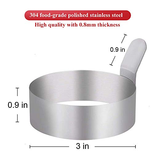 Egg Ring, 4 Pack 3 Inch Stainless Steel Metal Egg Rings Mold Cooking Rings Egg Shaper Pancake Ring Omelet Mold Kitchen Cooking Tool For Fried Egg Biscuits Sandwiches