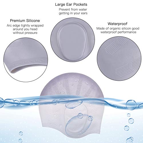 image for Yostyle Swim Cap, Silicone Swimming Caps for Long Hair - 3D Ergonomic 